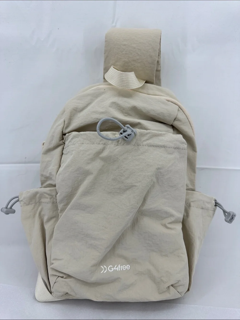 G4free Small Cream Nylon Athletic Sling One-shoulder Backpack Bag Purse